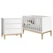 Jogo de Quarto Classic Cômoda 3 Gavetas e Berço Branco Fosco com Pés Madeira Natural - Reller Móveis