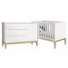 Jogo de Quarto Classic Cômoda com Porta e Berço Branco Fosco com Pés Madeira Natural - Reller Móveis