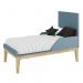Jogo de Quarto Classic Guarda Roupa 2 Portas e Berço Azul Fosco com Pés Madeira Natural - Reller Móveis