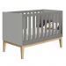 Jogo de Quarto Classic Guarda Roupa 2 Portas e Berço Cinza Fosco com Pés Madeira Natural - Reller Móveis