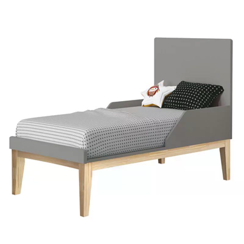 Jogo de Quarto Classic Guarda Roupa 2 Portas e Berço Cinza Fosco com Pés Madeira Natural - Reller Móveis