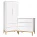 Jogo de Quarto Classic Guarda Roupa 2 Portas e Cômoda 3 Gavetas Branco Fosco com Pés Madeira Natural - Reller Móveis