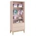 Jogo de Quarto Classic Guarda Roupa 2 Portas e Cômoda 3 Gavetas Rosa Fosco com Pés Madeira Natural - Reller Móveis
