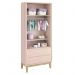 Jogo de Quarto Classic Guarda Roupa 2 Portas e Cômoda Rosa Fosco com Pés Madeira Natural - Reller Móveis