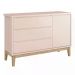Jogo de Quarto Classic Guarda Roupa 2 Portas e Cômoda Rosa Fosco com Pés Madeira Natural - Reller Móveis