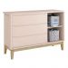 Jogo de Quarto Classic Guarda Roupa 2 Portas e Cômoda Rosa Fosco com Pés Madeira Natural - Reller Móveis