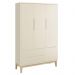 Jogo de Quarto Classic Guarda Roupa 3 Portas e Berço Areia Fosco com Pés Madeira Natural - Reller Móveis