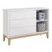 Jogo de Quarto Classic Guarda Roupa 3 Portas e Cômoda Branco Fosco com Pés Madeira Natural - Reller Móveis