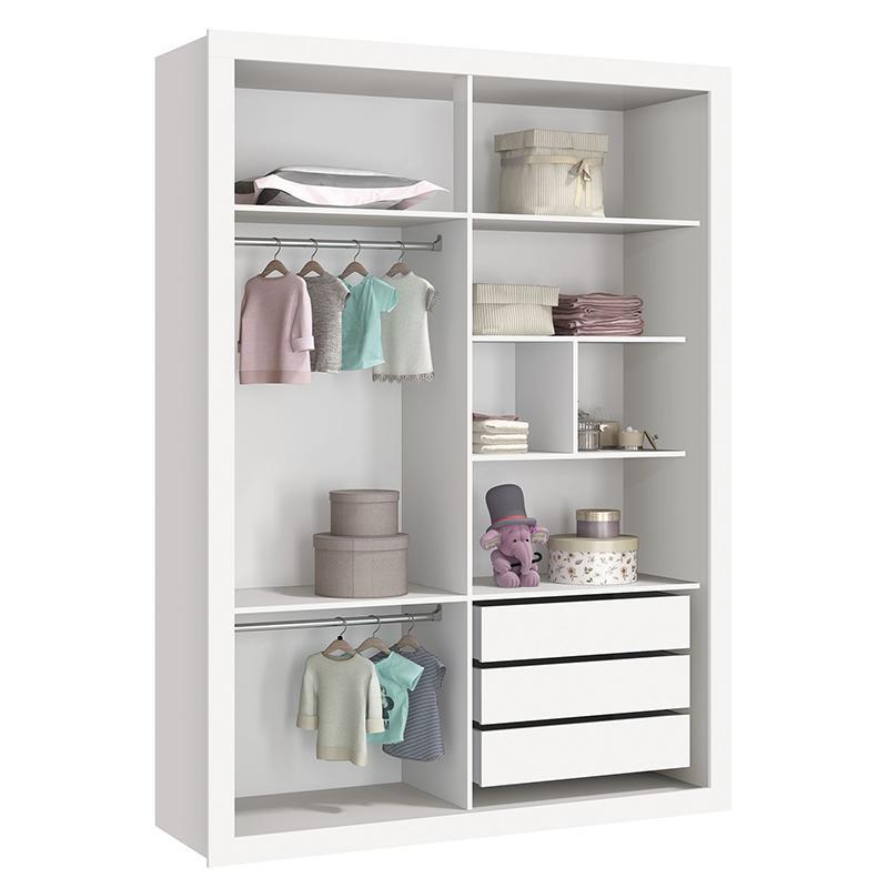 Jogo de Quarto Guarda Roupa Prince e Bicama Nuth Branco Fosco com 2 Colchões Supreme - Reller Móveis