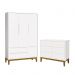 Jogo de Quarto Infantil Classic Guarda Roupa 3 Portas e Cômoda 6 Gavetas Branco Fosco com Pés Amadeirado - Reller Móveis