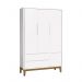 Jogo de Quarto Infantil Classic Guarda Roupa 3 Portas e Cômoda 6 Gavetas Branco Fosco com Pés Amadeirado - Reller Móveis