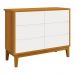 Jogo de Quarto Infantil Classic Guarda Roupa 3 Portas e Cômoda 6 Gavetas Branco/Savana com Pés Amadeirado - Reller Móveis