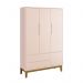 Jogo de Quarto Infantil Classic Guarda Roupa 3 Portas e Cômoda 6 Gavetas Rosa Fosco com Pés Amadeirado - Reller Móveis