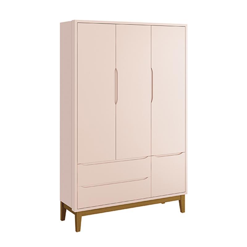 Jogo de Quarto Infantil Classic Guarda Roupa 3 Portas e Cômoda 6 Gavetas Rosa Fosco com Pés Amadeirado - Reller Móveis