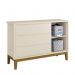 Jogo de Quarto Infantil Guarda Roupa 2 Portas e Cômoda 1 Porta Classic Areia Fosco com Pés Amadeirado - Reller Móveis