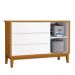 Jogo de Quarto Infantil Guarda Roupa 3 Portas e Cômoda 1 Porta Classic Branco/Savana com Pés Amadeirado - Reller Móveis