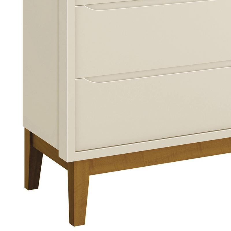 Jogo de Quarto Infantil Guarda Roupa 3 Portas e Cômoda 3 Gavetas Areia Fosco Classic com Pés Amadeirado - Reller Móveis