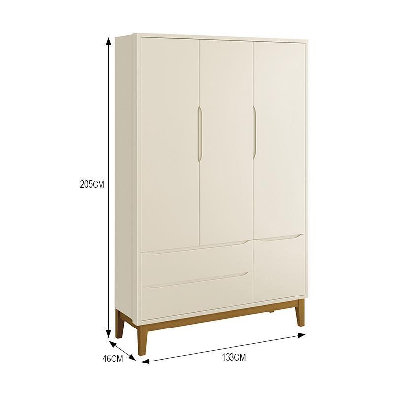 Jogo de Quarto Infantil Guarda Roupa 3 Portas e Cômoda 3 Gavetas Areia Fosco Classic com Pés Amadeirado - Reller Móveis