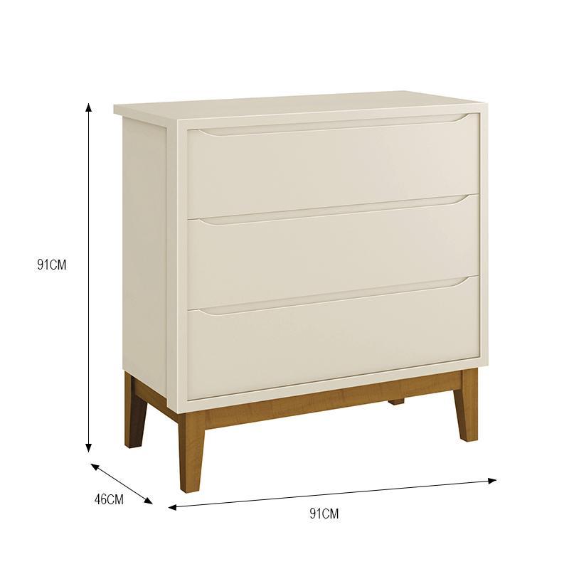 Jogo de Quarto Infantil Guarda Roupa 3 Portas e Cômoda 3 Gavetas Areia Fosco Classic com Pés Amadeirado - Reller Móveis