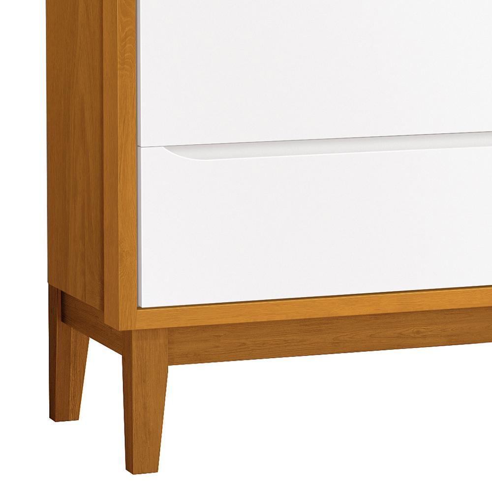 Jogo de Quarto Infantil Guarda Roupa 3 Portas e Cômoda 3 Gavetas Branco/Savana Classic com Pés Amadeirado - Reller Móveis