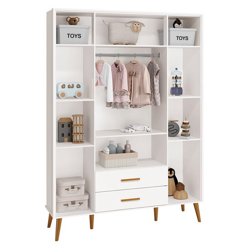 Jogo de Quarto Infantil Isis Guarda Roupa 4 Portas e Cômoda 4 Gavetas Branco - Reller Móveis