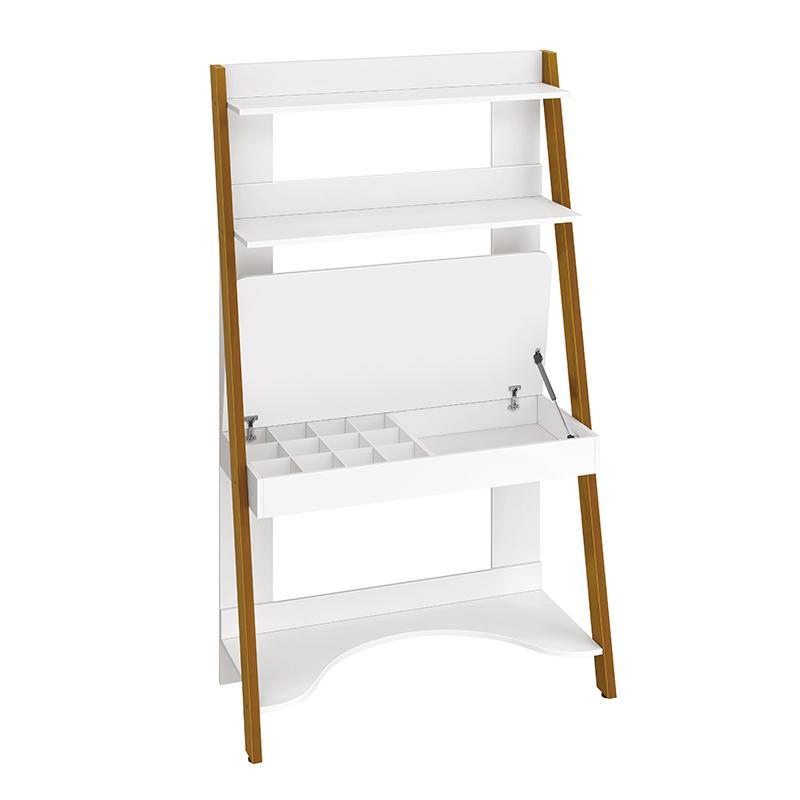 Jogo de Quarto Infantil Simba Estante Escrivaninha e Cama Branco Fosco com Pés Amadeirado - Reller Móveis