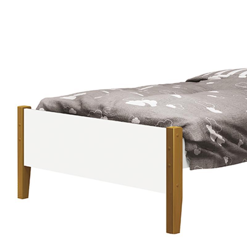 Jogo de Quarto Infantil Simba Estante Escrivaninha e Cama Branco Fosco com Pés Amadeirado - Reller Móveis