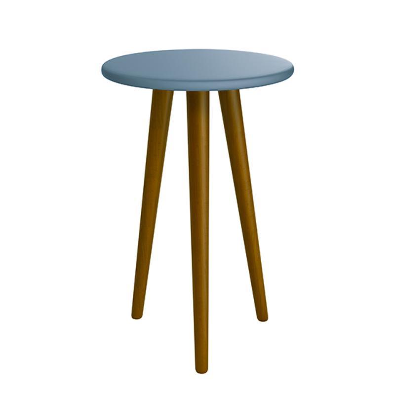 Jogo de Quarto Infantil Simba Estante Escrivaninha, Cama e Mesa de Canto Theo Azul Fosco com Pés Amadeirado - Reller Móveis 