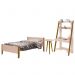 Jogo de Quarto Infantil Simba Estante Escrivaninha, Cama e Mesa de Canto Theo Rosa Fosco com Pés Amadeirado - Reller Móveis 