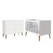 Jogo de Quarto Infantil Theo Cômoda 6 Gavetas e Berço Branco Fosco com Pés Amadeirado - Reller Móveis