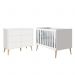 Jogo de Quarto Infantil Theo Cômoda 6 Gavetas e Berço Branco Fosco com Pés Madeira Natural - Reller Móveis 