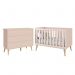 Jogo de Quarto Infantil Theo Cômoda 6 Gavetas e Berço Rosa Fosco com Pés Madeira Natural - Reller Móveis 