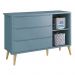 Jogo de Quarto Infantil Theo Cômoda e Berço Azul Fosco com Pés Madeira Natural - Reller Móveis