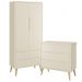 Jogo de Quarto Infantil Theo Guarda Roupa 2 Portas e Cômoda 3 Gavetas Areia Fosco com Pés Madeira Natural - Reller Móveis