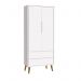 Jogo de Quarto Infantil Theo Guarda Roupa 2 Portas e Cômoda 6 Gavetas Branco Fosco com Pés Amadeirado - Reller Móveis