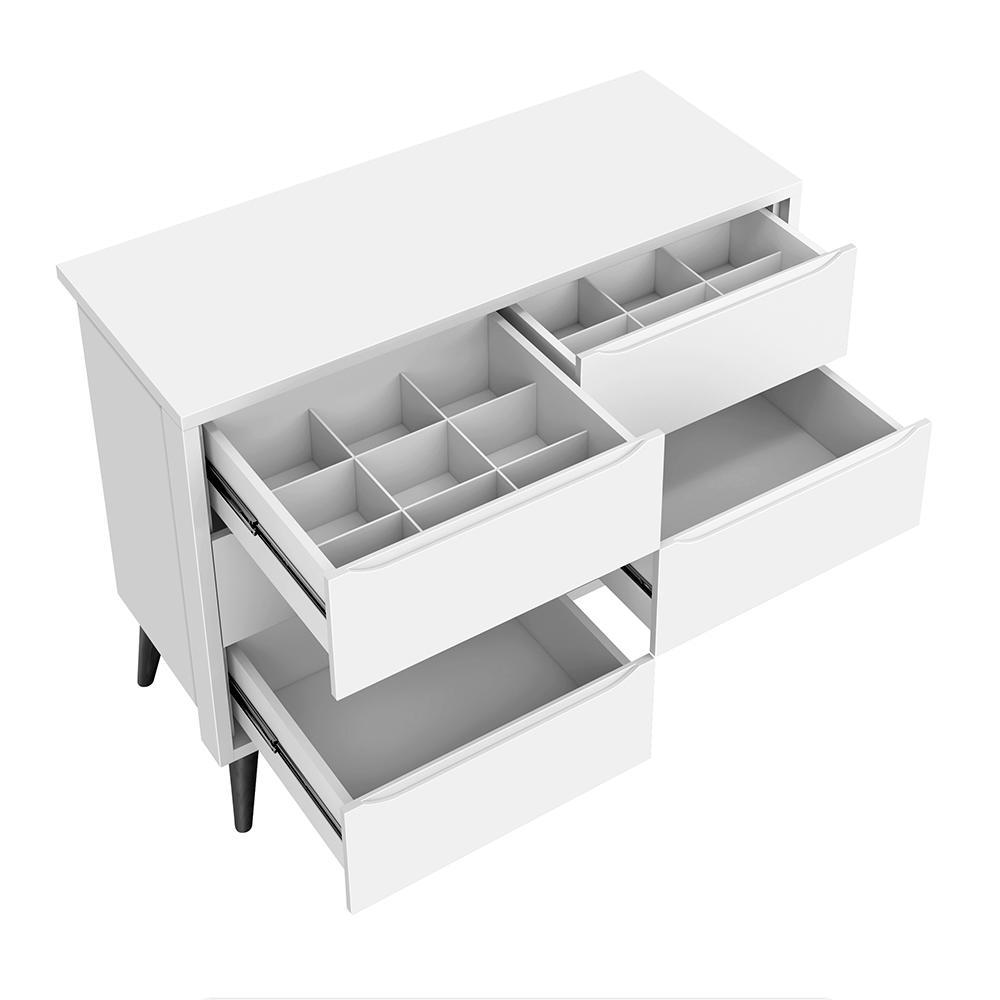 Jogo de Quarto Infantil Theo Guarda Roupa 2 Portas e Cômoda 6 Gavetas Branco/Savana com Pés Amadeirado - Reller Móveis