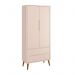 Jogo de Quarto Infantil Theo Guarda Roupa 2 Portas e Cômoda 6 Gavetas Rosa Fosco com Pés Amadeirado - Reller Móveis