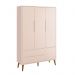 Jogo de Quarto Infantil Theo Guarda Roupa 3 Portas e Cômoda 6 Gavetas Rosa Fosco com Pés Amadeirado - Reller Móveis