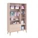 Jogo de Quarto Infantil Theo Guarda Roupa 3 Portas e Cômoda 6 Gavetas Rosa Fosco com Pés Madeira Natural - Reller Móveis