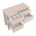 Jogo de Quarto Infantil Theo Guarda Roupa 3 Portas e Cômoda 6 Gavetas Rosa Fosco com Pés Madeira Natural - Reller Móveis
