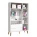 Jogo de Quarto Infantil Theo Retrô Guarda Roupa 3 Portas e Cômoda 1 Porta Branco Fosco com Pés Amadeirado - Reller Móveis