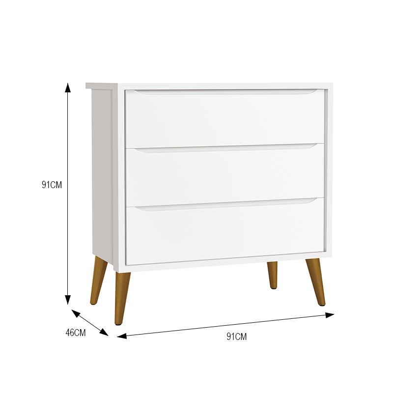 Jogo de Quarto Infantil Theo Retrô Guarda Roupa 3 Portas e Cômoda Branco Fosco com Pés Amadeirado - Reller Móveis