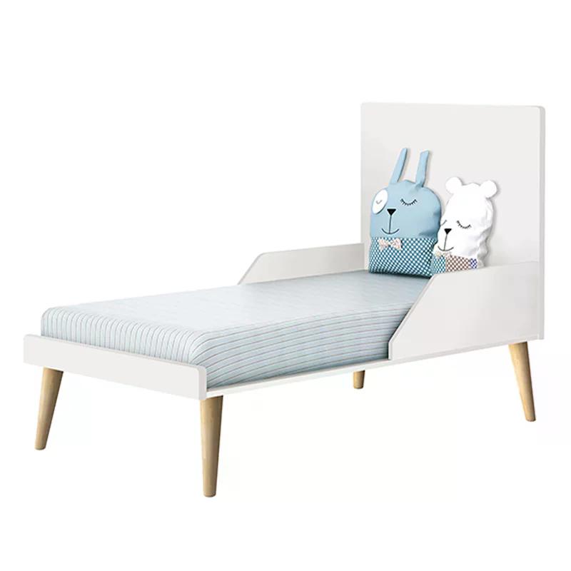 Jogo de Quarto Infantil Theo Cômoda 3 Gavetas e Berço Branco Fosco com Pés Madeira Natural - Reller Móveis