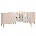 Jogo de Quarto Infantil Theo Cômoda 3 Gavetas e Berço Rosa Fosco com Pés Madeira Natural - Reller Móveis