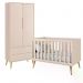Jogo de Quarto Infantil Theo Guarda Roupa 2 Portas e Berço Rosa Fosco com Pés Madeira Natural - Reller Móveis
