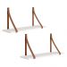 Kit 2 Prateleiras Luna 66,6cm Branco Fosco com Alças de Couro - Reller Móveis