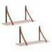 Kit 2 Prateleiras Luna 66,6cm Rosa Fosco com Alças de Couro - Reller Móveis
