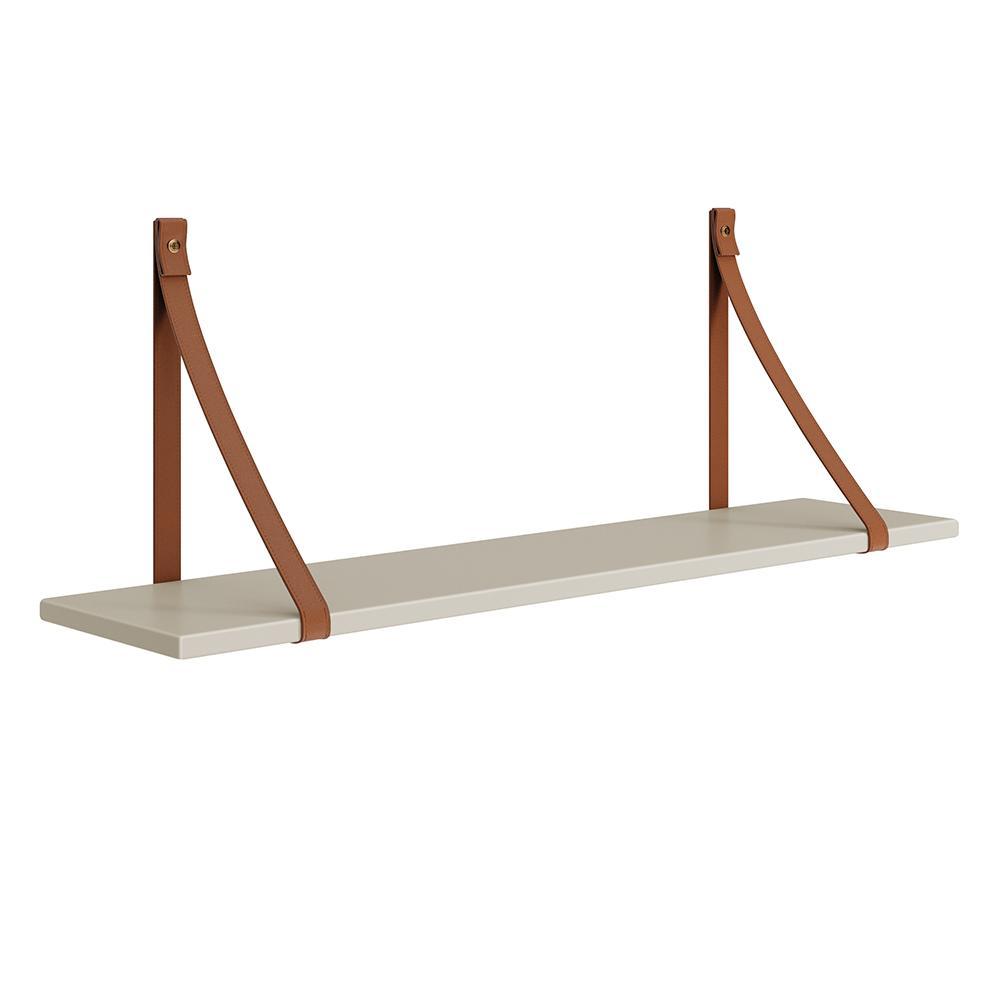Kit 2 Prateleiras Luna 89,6cm Areia Fosco com Alças de Couro - Reller Móveis