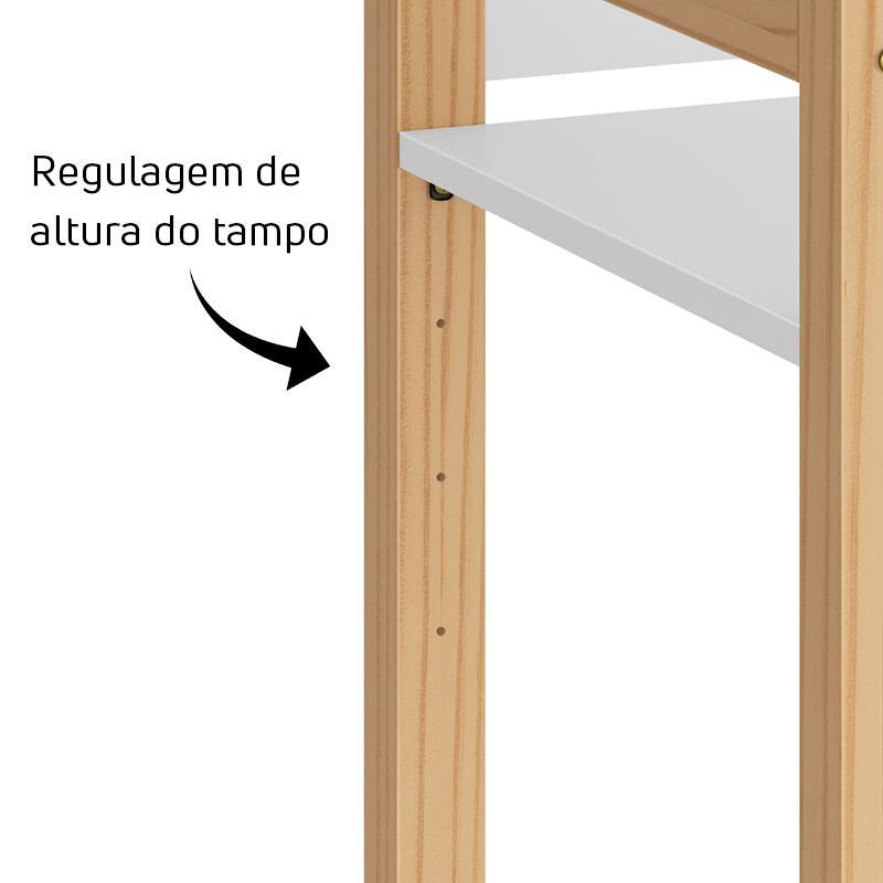 Mesa Infantil Zoe Branco Fosco/Madeira Natural - Reller Móveis