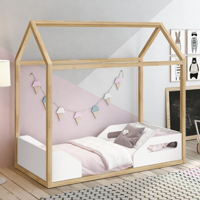 Mini Cama Montessoriana Zoe Branco/Natural com Colchão Physical - Reller Móveis